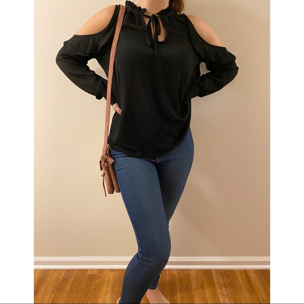Black Open Shoulder Blouse